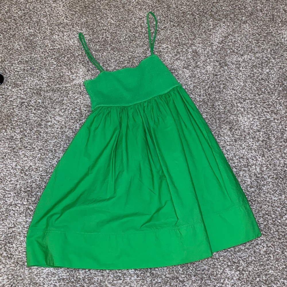 COPY - Kelly green Zara swing dress with ribbed smocking